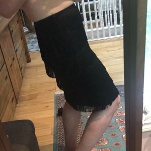 🇪🇸 SFERA Tiered Fringe Midi Skirt Black Flapper 20’s EU 38 Vintage Y2K